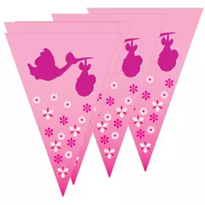 Party banner babás gólya hozza fiús rózsaszín