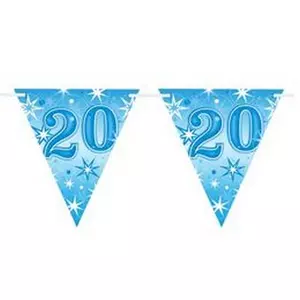 Party banner Szülinapi 20 Happy Birthday - Blue Sparkle -20- Kék Parti Zászlófűzér 360cm