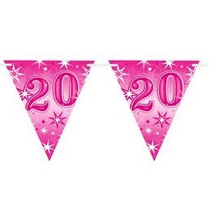 Party banner Szülinapi 20 Happy Birthday - Pink Sparkle -20- Rózsaszín Parti Zászlófűzér 360cm