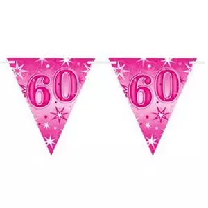 Party banner Szülinapi 60 Happy Birthday - Pink Sparkle -60- Rózsaszín Parti Zászlófűzér 360cm