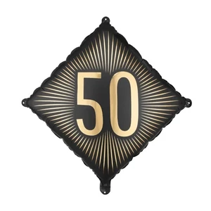 Partylufi fólia 50. évszámos, fekete-arany számmal