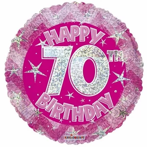 Partylufi fólia évszámos 70-es hologramos pink fólia Happy B.