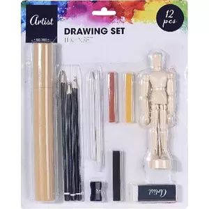 Művész készlet mini figura, 3 ceruza, 1 ceruza tartó 1 hegyező, 1 radír