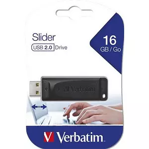 Pendrive 16GB Verbatim Slider USB 2.0 10 MB/sec -4 MB/sec feket Verbatim 98696