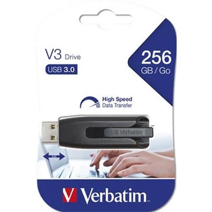 Pendrive 256GB USB 3.0 80/25 MB/sec VERBATIM V3 fekete-szürke UV256GS