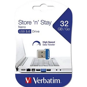 Pendrive 32GB USB 3.0 80/25MB/sec VERBATIM NANO STORE ´N´ STAY UV32GNS