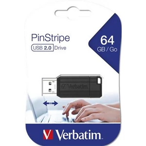 Pendrive 64GB Verbatim USB 2.0, 10/4MB/sec PinStripe, fekete Verbatim 49065