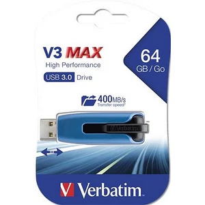 Pendrive 64GB USB 3.0 175/80 MB/sec VERBATIM V3 MAX kék-fekete