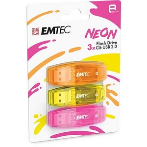 Pendrive 8GB 3db USB 2.0 EMTEC C410 narancs citromsárga rózsaszín
