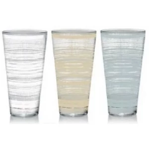 Pohár szett 310ml 3db-os, csíkos, 3 féle szín