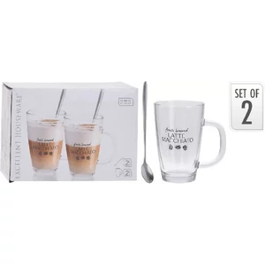 Pohár kávés - kávéspohár kanállal, Latte Macchiato  üveg