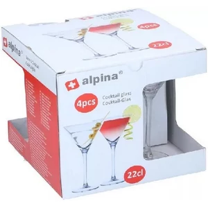 Pohár üveg koktélos 220ml, 4db-os Alpina