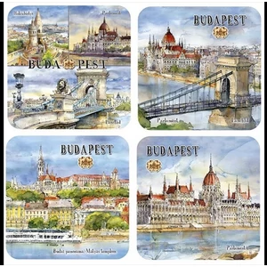 Poháralátét parafa 4db-os szett, Budapest