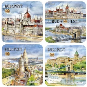 Poháralátét parafa 4db-os szett, Budapest