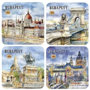 Poháralátét parafa 4db-os szett, Budapest