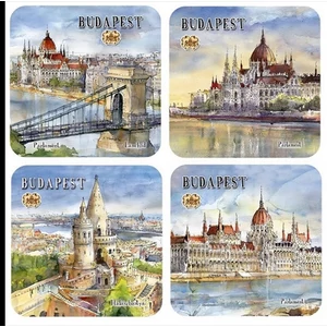 Poháralátét parafa 4db-os szett, Budapest