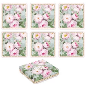 Poháralátét parafa 6db-os 10,5x10,5cm, Roses in Bloom