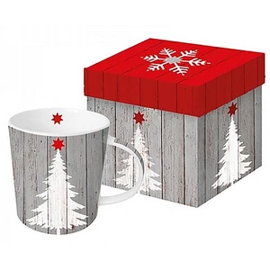 Bögre Porcelán 0,35l díszdobo Bögre teás, karácsonyi mintás Tree on Wood porcelán