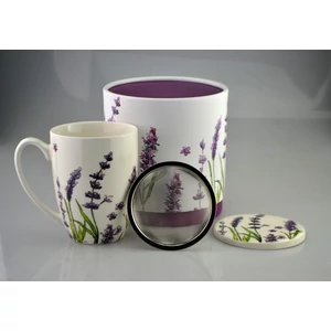 Bögre porcelán szűrős levendulás