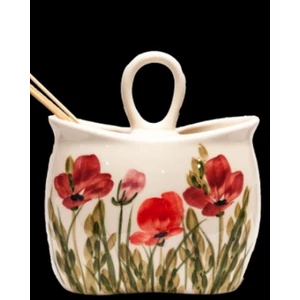 Fakanáltartó Porcelán 17x9,5x20cm pipacs kézzel festett