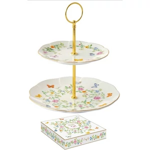 Porcelán süteményes állvány 2 emletes 16/21cm Dancig Butterflies dobozban