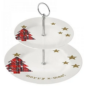 Porcelán süteményes állvány D27xH25cm Tartan Tree porcelán