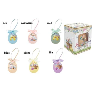 Tojás porcelán függődísz 4,5x6,5cm olasz Spring Bloom kézifestásű dobozban
