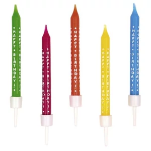 Party gyertya Happy Birthday 10db vegyes színek R550333
