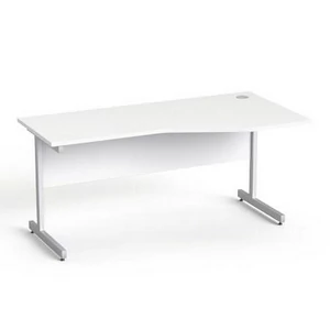 Íróasztal íves jobbos szürke fémlábbal 160x80cm MAYAH Freedom SV-29 fehér