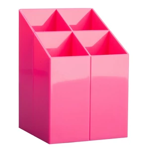 Írószertartó asztali ICO Pen Holder transzparens pink rekeszes írószertartó, asztali írószerta