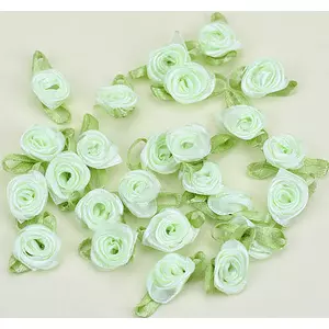 Rózsafej szatén színes pasztel zöld (25db/csomag)