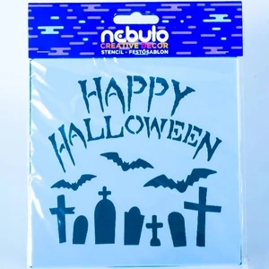 Sablon lap, stencil Halloween temető 14,5x14,5cm nebulo