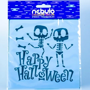 Sablon stencil Halloween csontok, 14,5x14,5cm nebulo