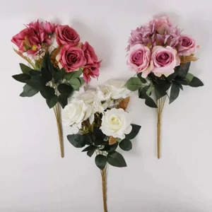 Selyemvirág művirág 45-48cm rózsacsokor