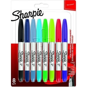 Sharpie Alkoholos marker készlet, 0,5/0,9 mm, kétvégű, Sharpie "TWIN TIP", 8 darabos 2065409