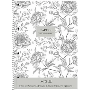 Spirálfüzet A4+ kockás 80lap,SHKOLYARYK Vintage flowers Spirálfüzetek A4, papír borítóval