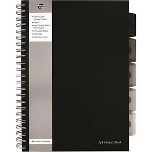 Spirálfüzet A4 Pukka Pad Black Project Book 125lap vonalas fekete Irodai füzet Pukka Pad SBPROBA4