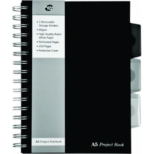 Spirálfüzet A5 Pukka Pad Black Project Book 125lap vonalas fekete Irodai füzet Pukka Pad SBPROBA5