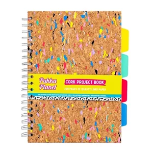 Spirálfüzet B5 Pukka Pad Cork Project Book 200 oldalas vonalas parafa borító