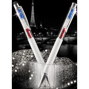 Swarovski toll C. krémf. testű Kék-Fehér-Piros Kristály Tölt. Gravírozh Made With Swarovski Elements