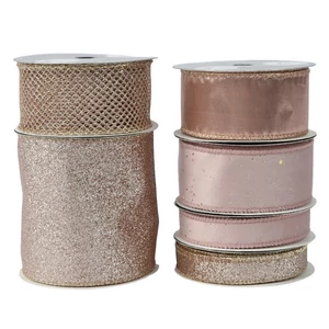 Szalag textil 24' rosegold 270cm x 2cm sdkae