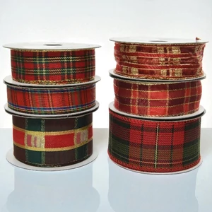 Szalag textil karácsonyi kockás  SDKAE25