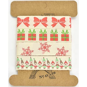 Szalag textil kötöző 1,5cm 4x 1yard, erős díszkötözőszalag, mintás CRL7384