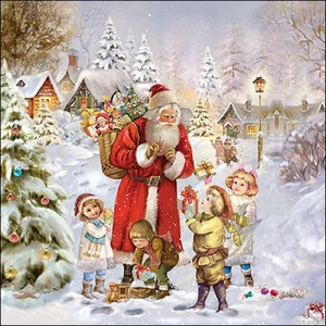 Szalvéta Ambiante Santa bringing presents 20db-os papírszalvéta 25x25cm,15db-os