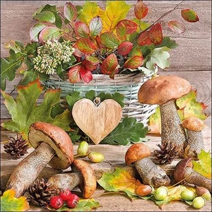 Szalvéta Ambiante gomba Wooden Heart papírszalvéta 33x33cm,20db-os