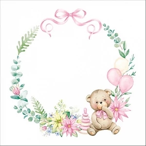 Szalvéta 33x33cm Baby teddy bear pink 20db-os