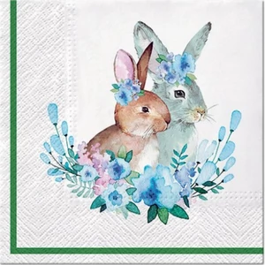 Szalvéta 33x33cm Bunnies with Wreaths 20db-os