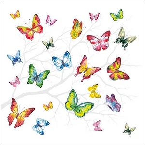 Szalvéta 33x33cm Colorful Butterflies 20db-os