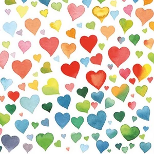 Szalvéta 33x33cm Colourful Hearts Mix 20db-os