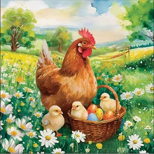 Szalvéta 33x33cm Easter chicks in meadow 20db-os